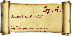 Szigethi Arnó névjegykártya